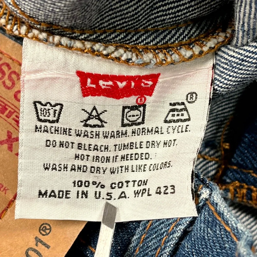 Vintage 90s Levis 501 Made in USA Straight Leg Button Fly Jeans Men 38x30 Blue